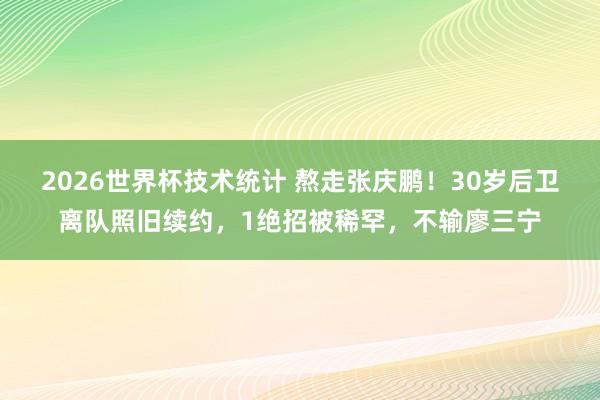 2026世界杯技术统计 熬走张庆鹏！30岁后卫离队照旧续约，1绝招被稀罕，不输廖三宁