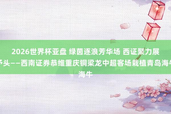 2026世界杯亚盘 绿茵逐浪芳华场 西证聚力展矛头——西南证券恭维重庆铜梁龙中超客场栽植青岛海牛