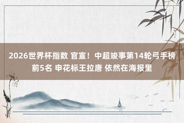 2026世界杯指数 官宣！中超竣事第14轮弓手榜前5名 申花标王拉唐 依然在海报里
