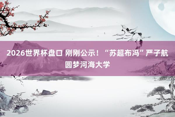 2026世界杯盘口 刚刚公示！“苏超布冯”严子航圆梦河海大学