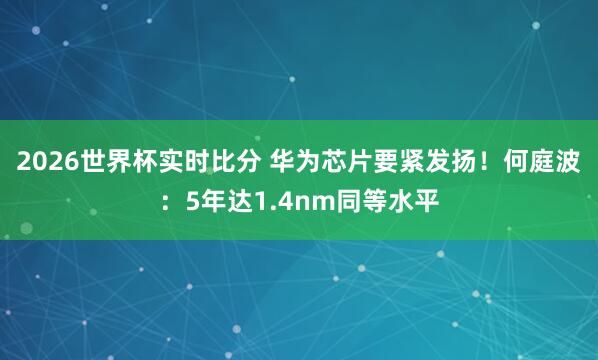 2026世界杯实时比分 华为芯片要紧发扬！何庭波：5年达1.4nm同等水平