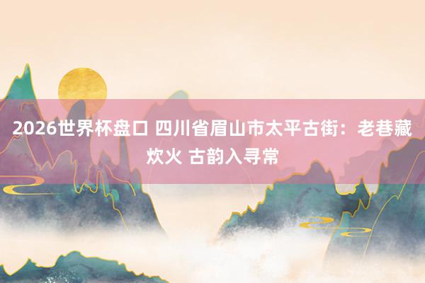 2026世界杯盘口 四川省眉山市太平古街：老巷藏炊火 古韵入寻常