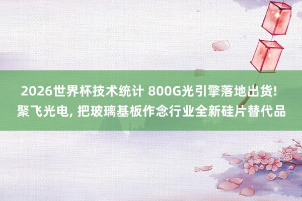 2026世界杯技术统计 800G光引擎落地出货! 聚飞光电， 把玻璃基板作念行业全新硅片替代品