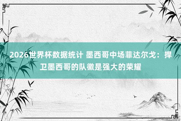 2026世界杯数据统计 墨西哥中场菲达尔戈：捍卫墨西哥的队徽是强大的荣耀
