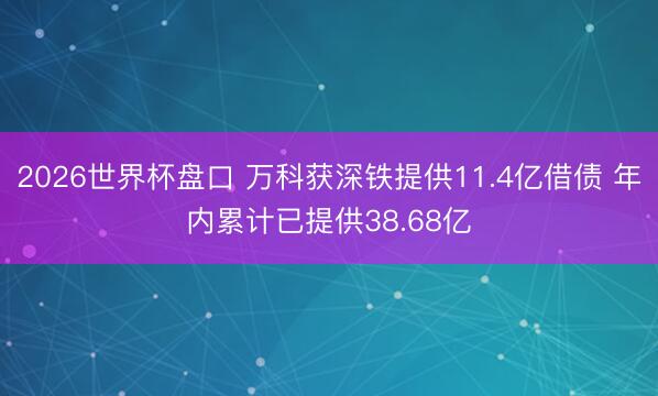 2026世界杯盘口 万科获深铁提供11.4亿借债 年内累计已提供38.68亿