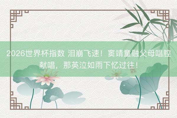2026世界杯指数 泪崩飞速！窦靖童融父母唱腔献唱，那英泣如雨下忆过往！