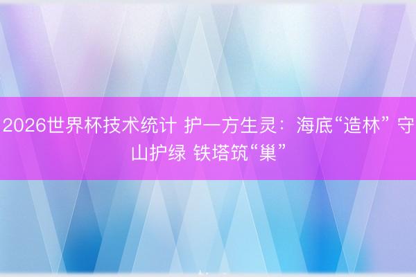 2026世界杯技术统计 护一方生灵：海底“造林” 守山护绿 铁塔筑“巢”
