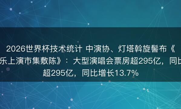 2026世界杯技术统计 中演协、灯塔斡旋髻布《2025现场音乐上演市集敷陈》：大型演唱会票房超295亿，同比增长13.7%