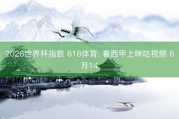 2026世界杯指数 818体育: 看西甲上咪咕视频 6月14