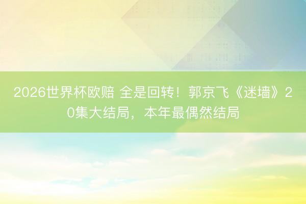 2026世界杯欧赔 全是回转！郭京飞《迷墙》20集大结局，本年最偶然结局