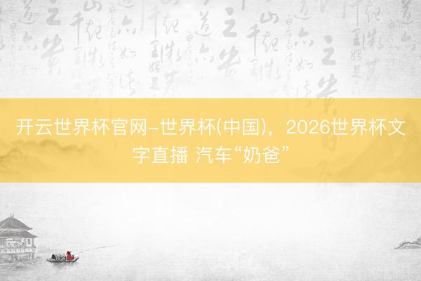 开云世界杯官网-世界杯(中国),2026世界杯文字直播 汽车“奶爸”